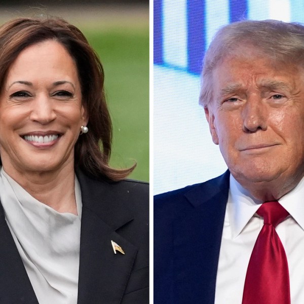 Kamala Harris and Donald Trump are pictured in a composite image.