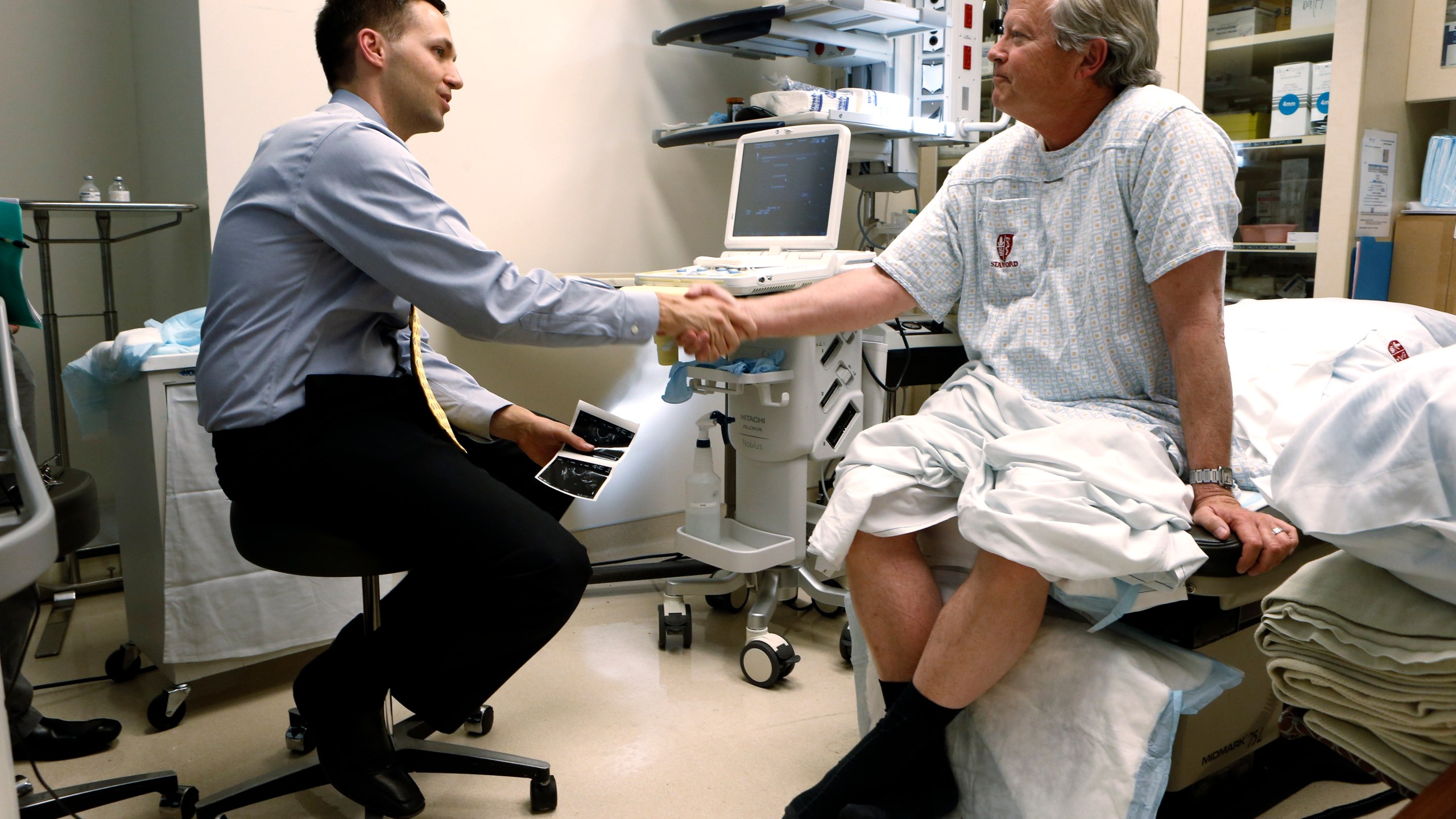 Patient William Robnett of Monterey thanks Oncologist, Dr. Geoff Sonn