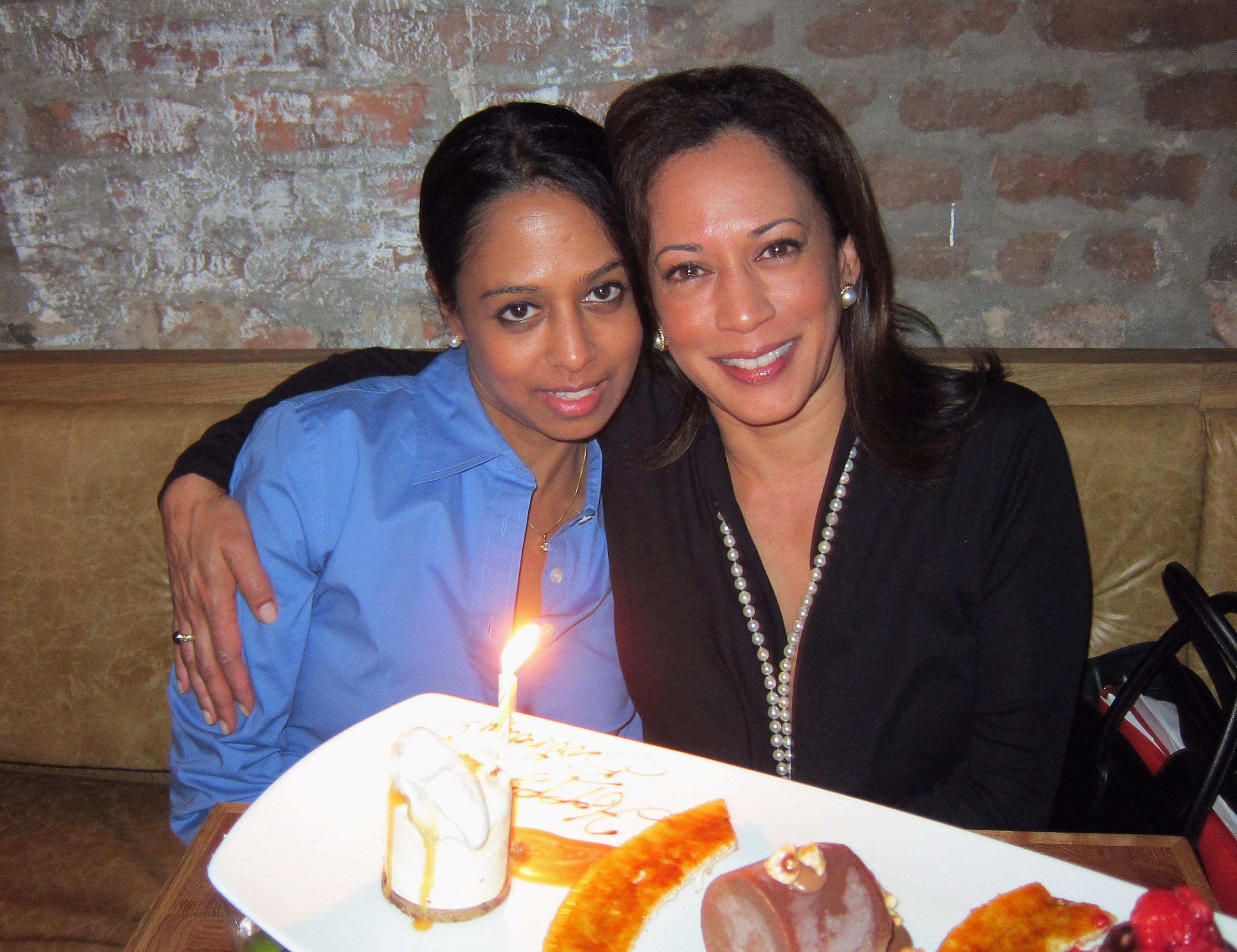 Vice President of the Ford Foundation, Maya Harris (L) and Attorney General of California, Kamala Harris pose at Provocateur circa October 2011 in New York City.