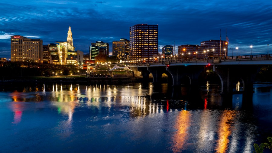 Skyline view of Hartford on Connecticut River