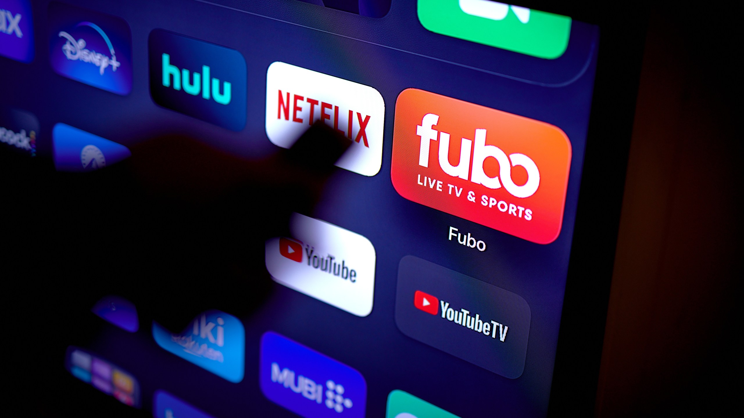 A collection of logos for streaming services, including Fubo and Netflix.