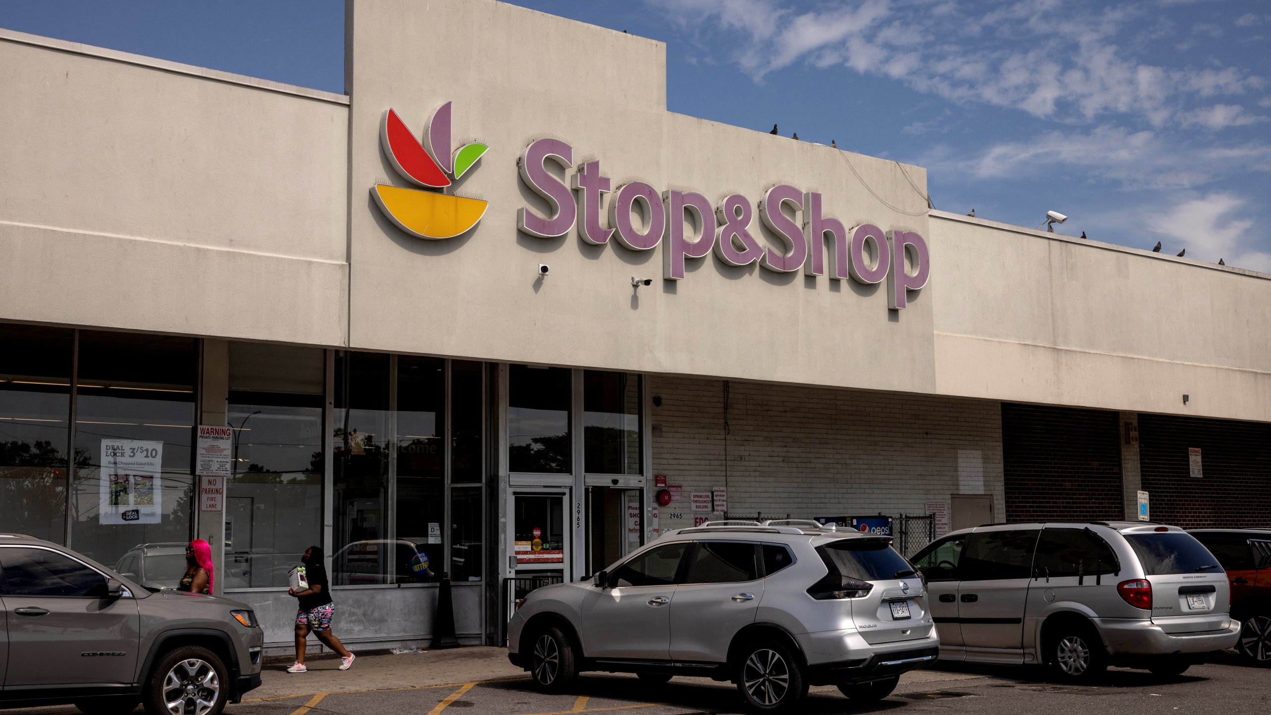 The exterior of a Stop & Shop grocery store in the Brooklyn borough of New York,