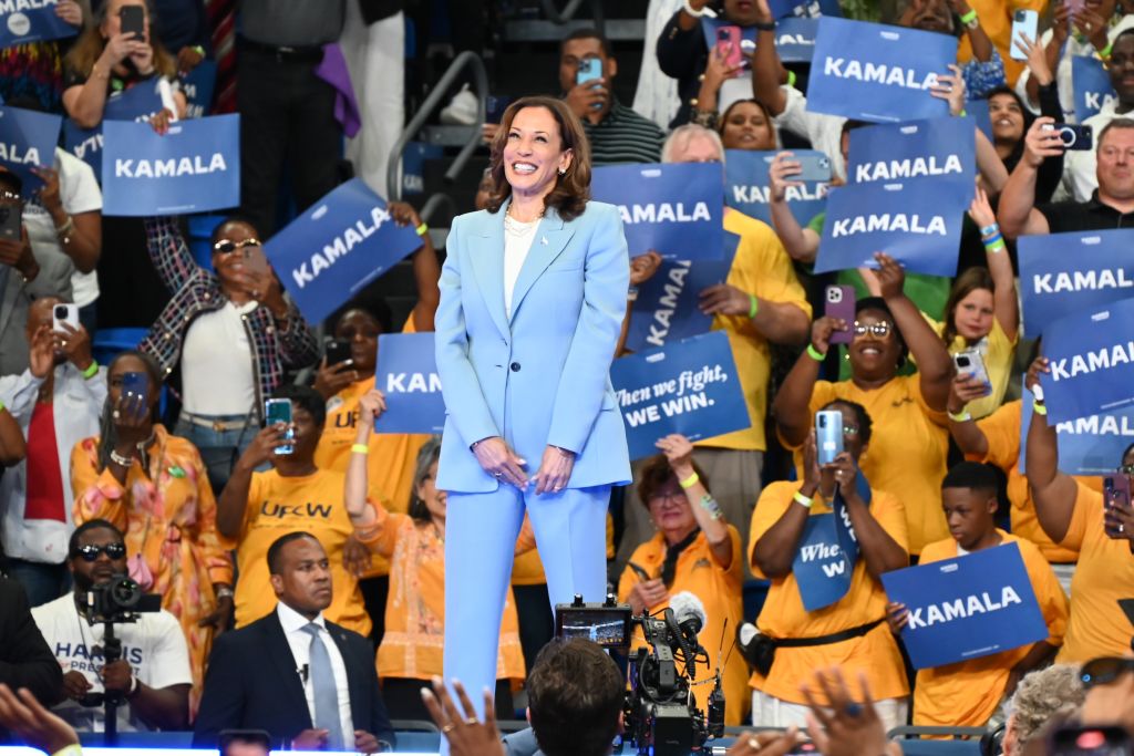 Kamala Harris speaks at a rally in Atlanta.