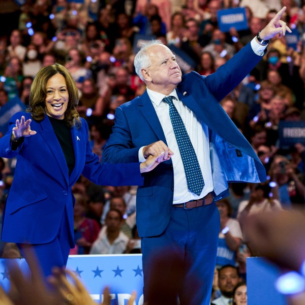 Kamala Harris and Tim Walz at the DNC