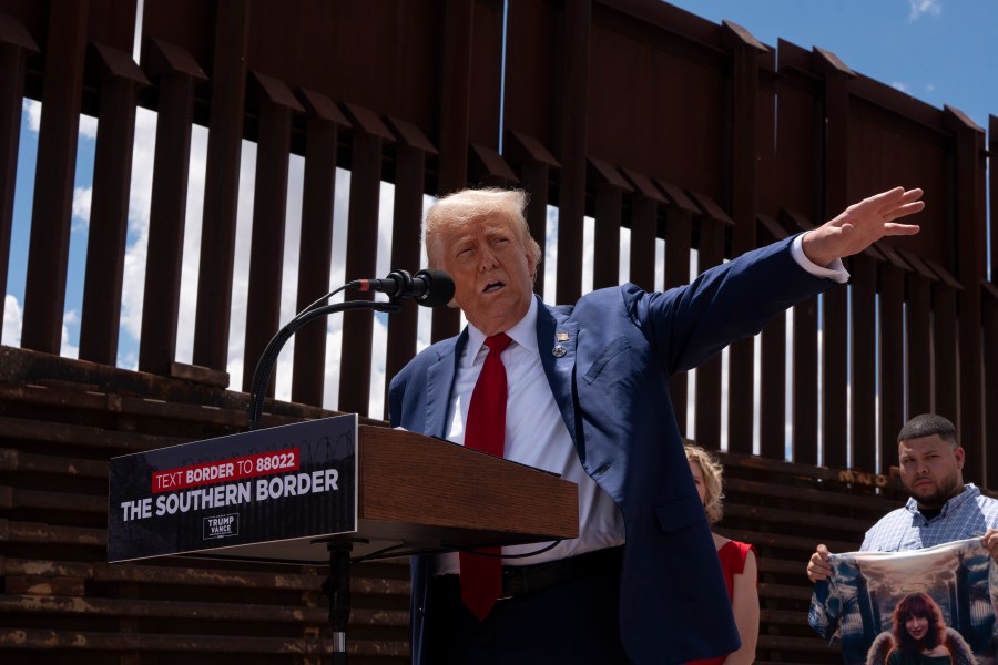 Donald Trump speaks at a campaign event in Arizona.