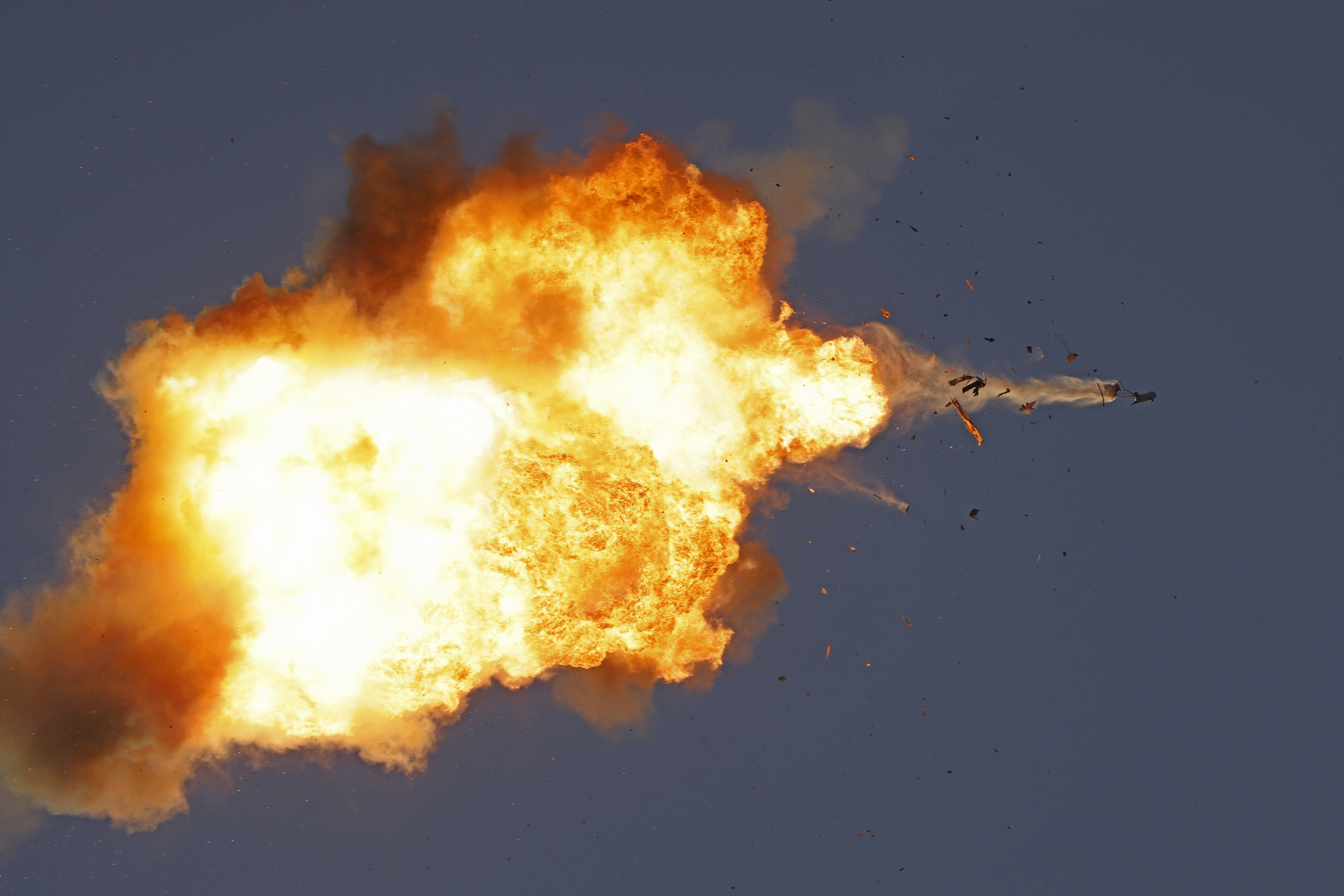 This photo taken from a position in northern Israel shows a Hezbollah U.A.V. intercepted by Israeli air forces over north Israel on August 25th, 2024.