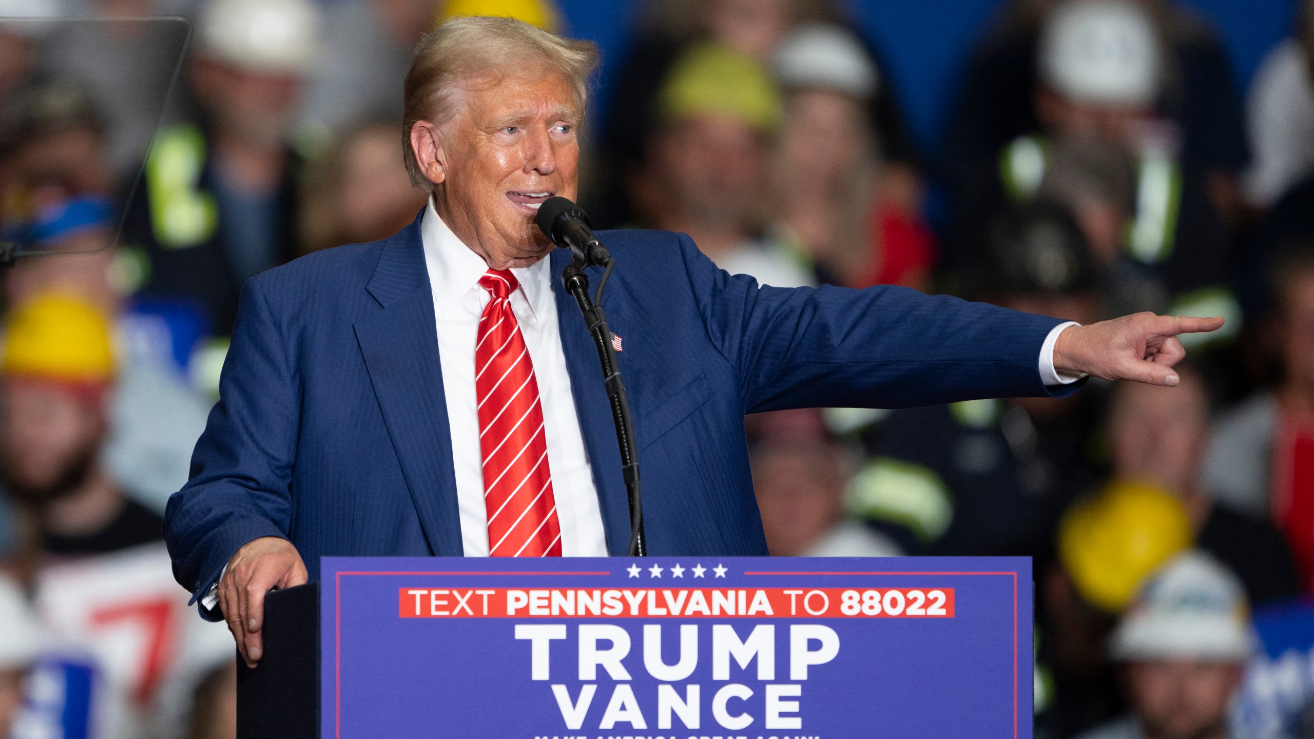 Donald Trump speaks during a rally at 1st Summit Arena at the Cambria County War Memorial in Johnstown, Pennsylvania.