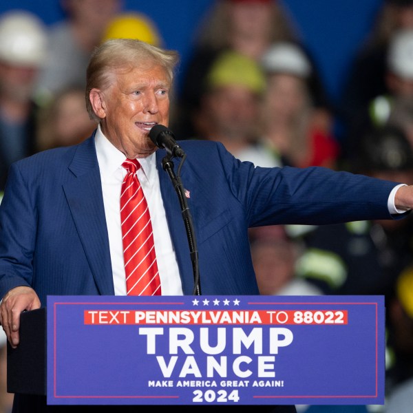 Donald Trump speaks during a rally at 1st Summit Arena at the Cambria County War Memorial in Johnstown, Pennsylvania.