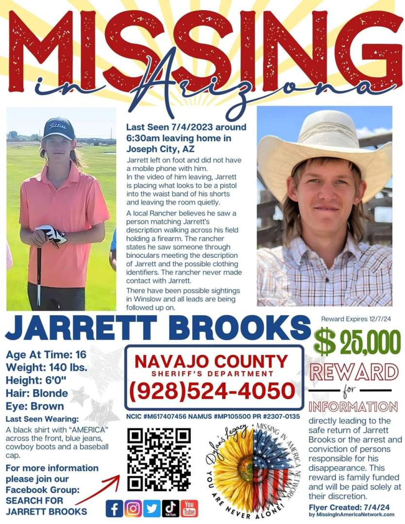 Missing poster for Jarrett Brooks