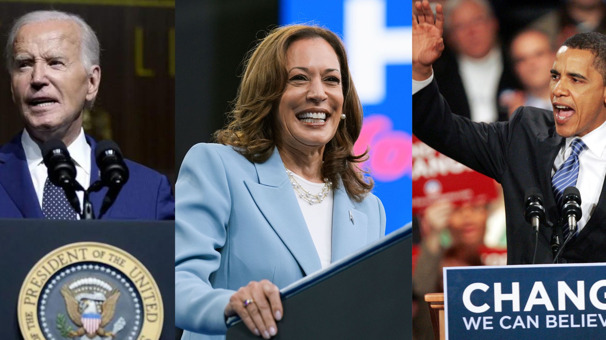 President Joe Biden, Vice President Kamala Harris, and former President Barack Obama.