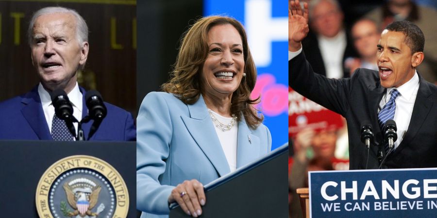 President Joe Biden, Vice President Kamala Harris, and former President Barack Obama.