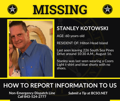 Missing poster for Stanley Kotowski via the Beaufort County Sheriff's Office