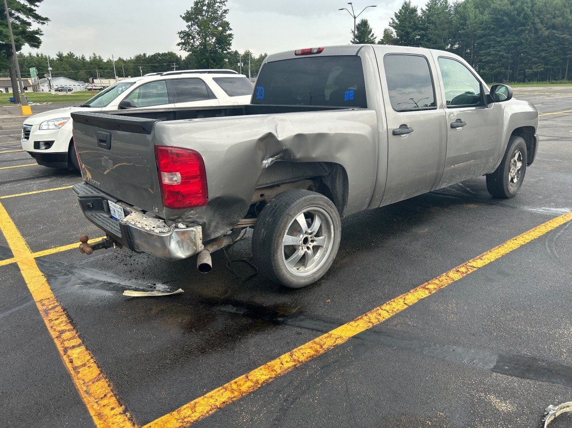 A damaged truck.