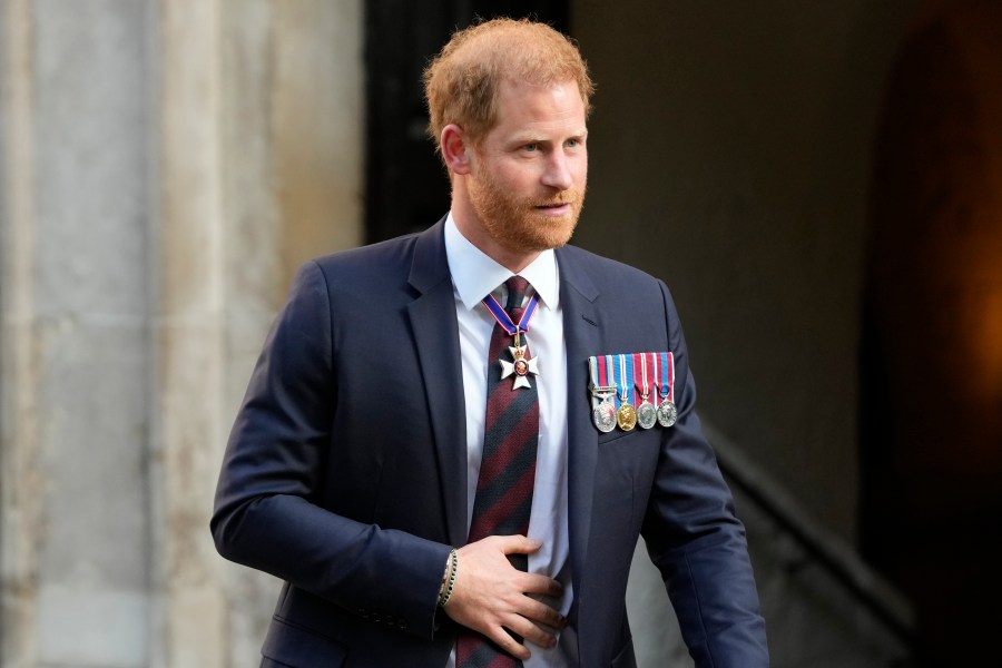 FILE - Britain's Prince Harry leaves after attending an Invictus Games Foundation 10th Anniversary Service of Thanksgiving at St Paul's Cathedral in London, on May 8, 2024. Prince Harry, actor Matt Damon, and World Central Kitchen founder Jose Andres are set to speak at the 2024 Clinton Global Initiative annual meeting in New York on Sept. 23 and 24, the Clinton Foundation announced Thursday. (AP Photo/Kirsty Wigglesworth, File)