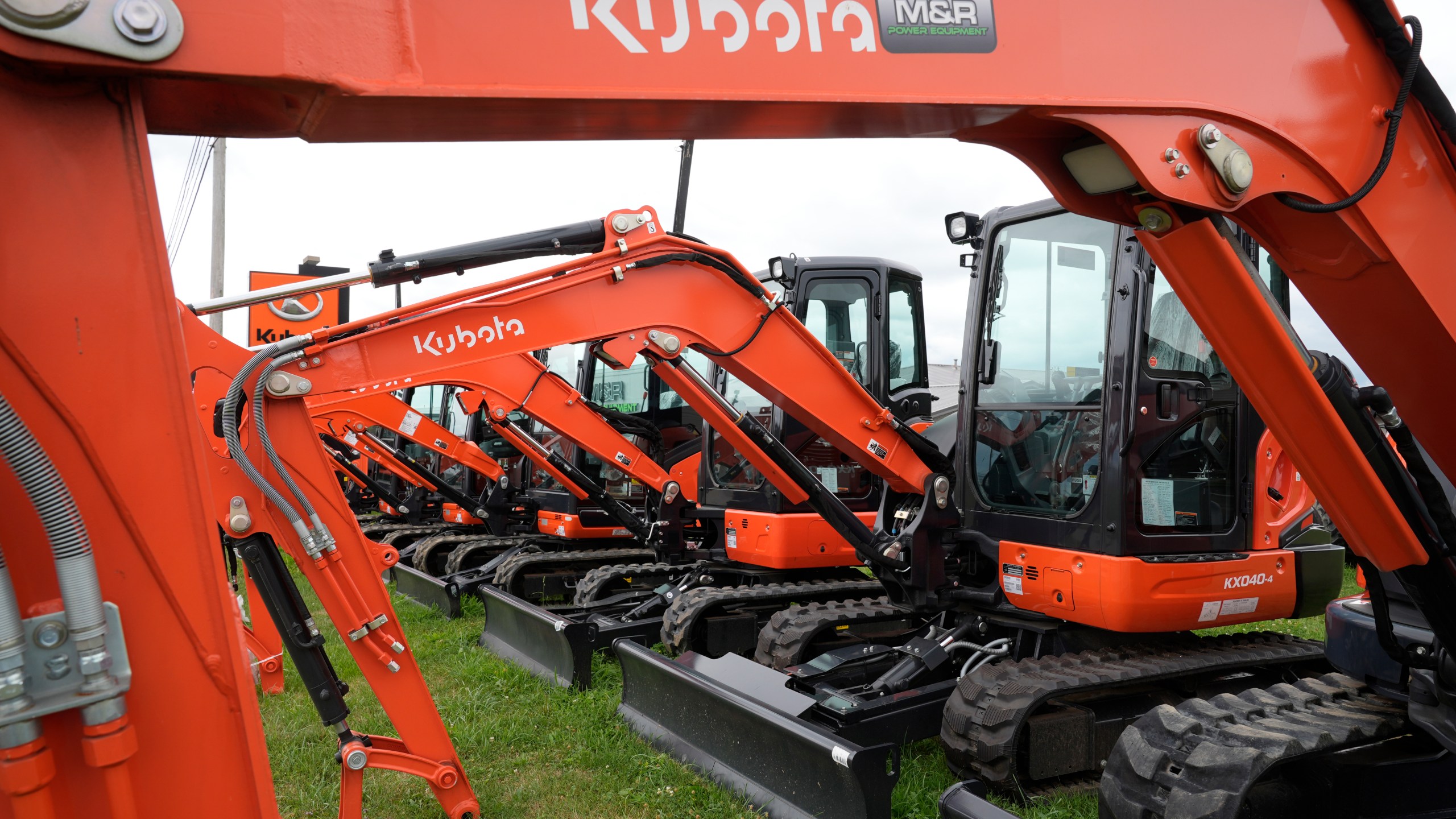 FILE - Kubota excavators are displayed at a dealership in Butler, Pa., July 11, 2024. (AP Photo/Gene J. Puskar, File)