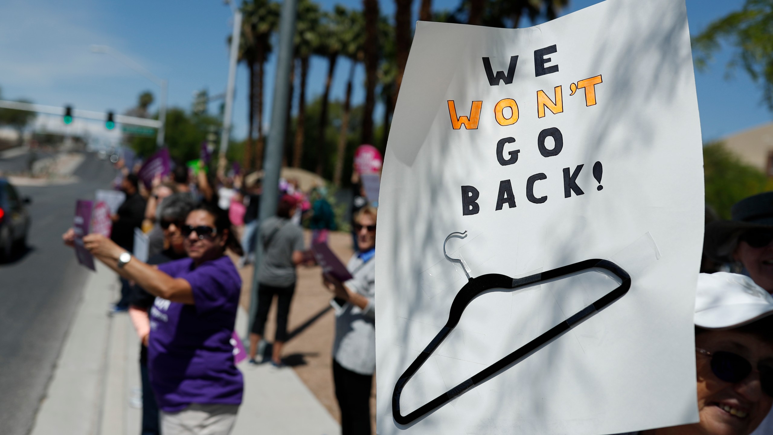 FILE - People rally in support of abortion rights, May 21, 2019, in Las Vegas. (AP Photo/John Locher, File)