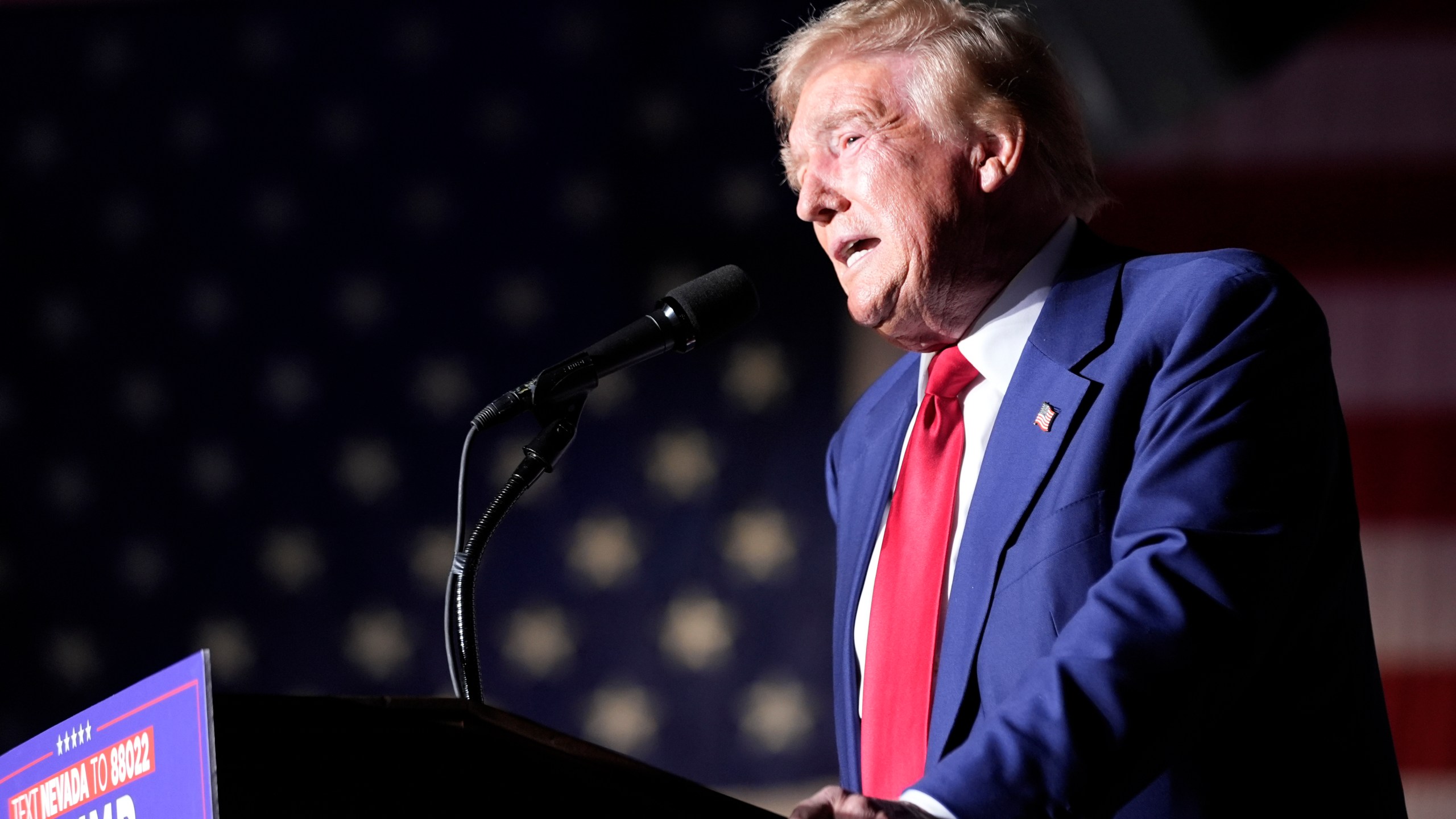 Republican presidential nominee former President Donald Trump speaks during a campaign event at the World Market Center, Friday, Sept.13, 2024, in Las Vegas. (AP Photo/Alex Brandon)