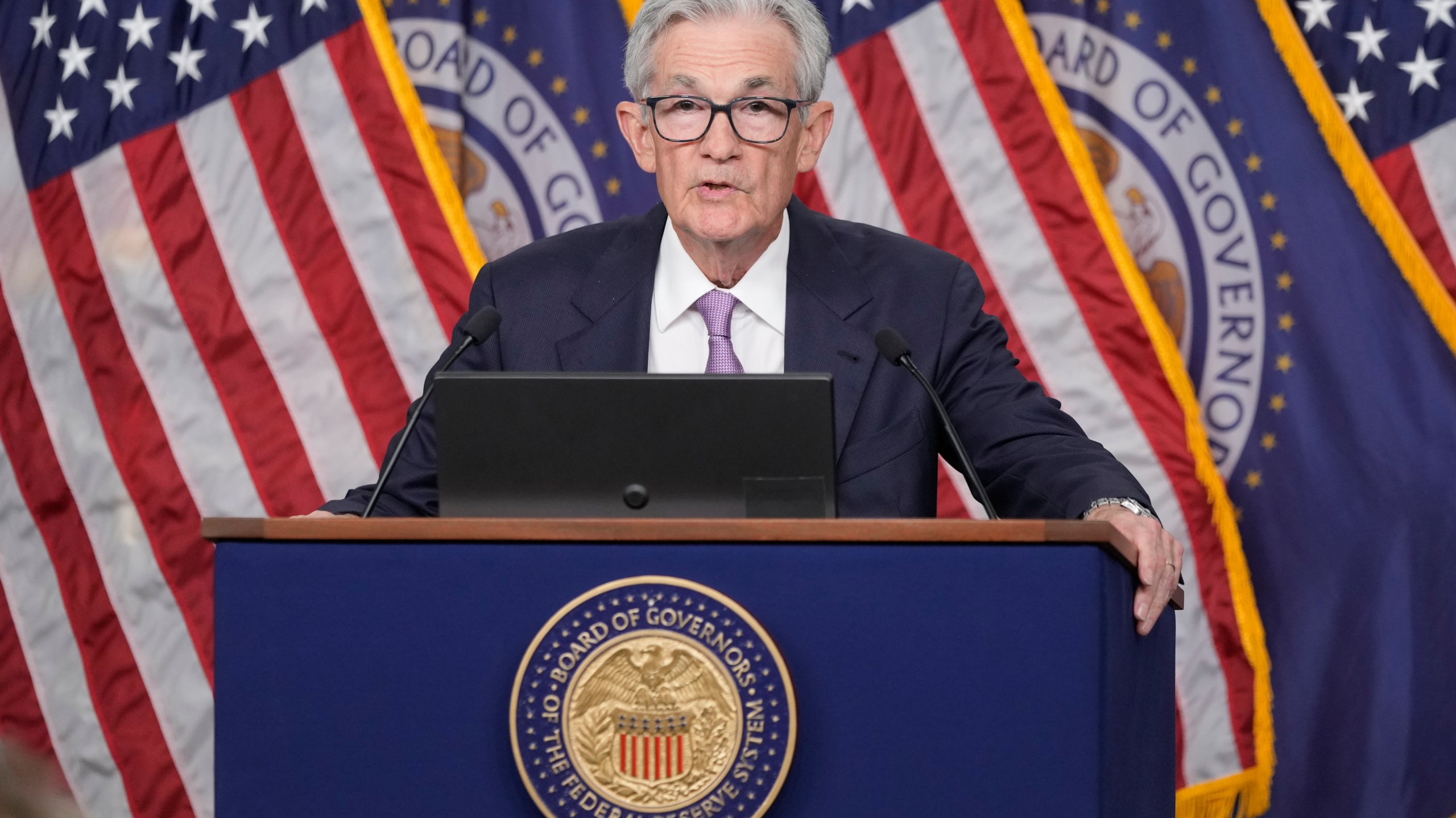 Federal Reserve Board Chairman Jerome Powell speaks during a news conference at the Federal Reserve in Washington, Wednesday, Sept. 18, 2024. (AP Photo/Ben Curtis)