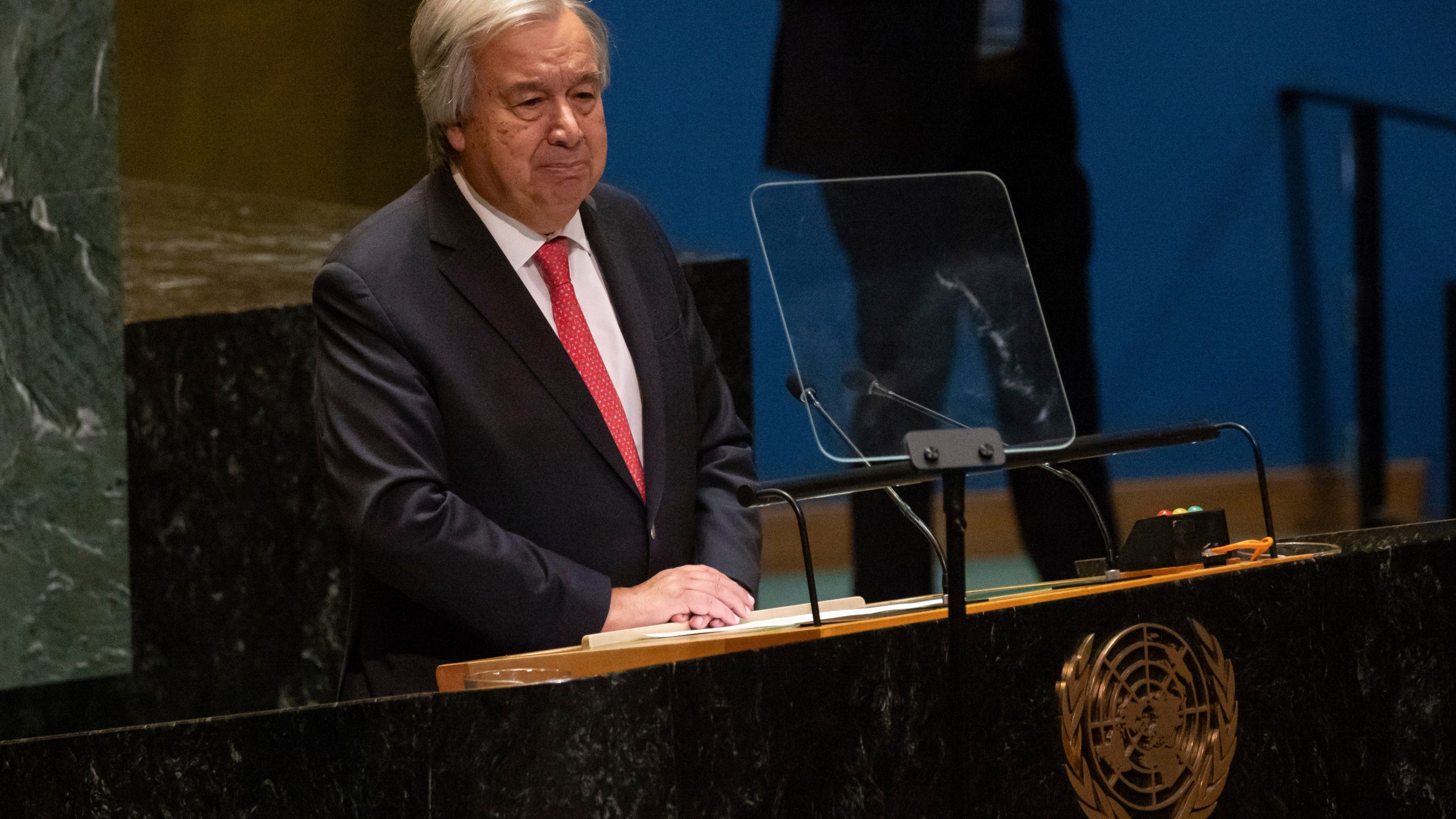 António Guterres, United Nations Secretary-General, speaks during the 79th session of the United Nations General Assembly, Tuesday, Sept. 10, 2024. (AP Photo/Yuki Iwamura)