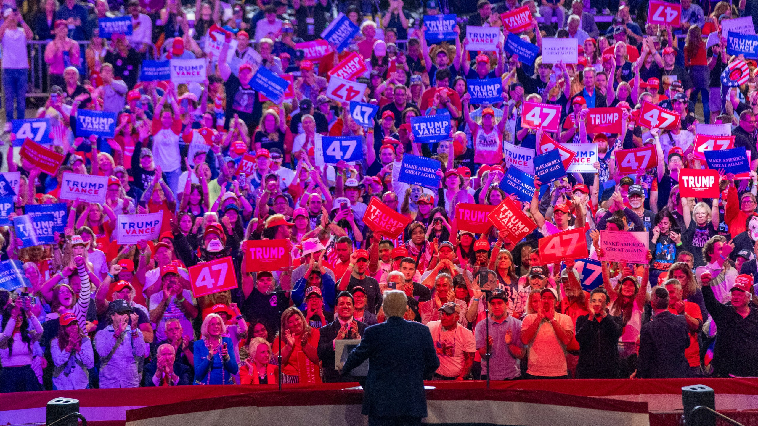 Republican presidential nominee former President Donald Trump speaks at a campaign event at Nassau Coliseum, Wednesday, Sept.18, 2024, in Uniondale, N.Y. (AP Photo/Alex Brandon)