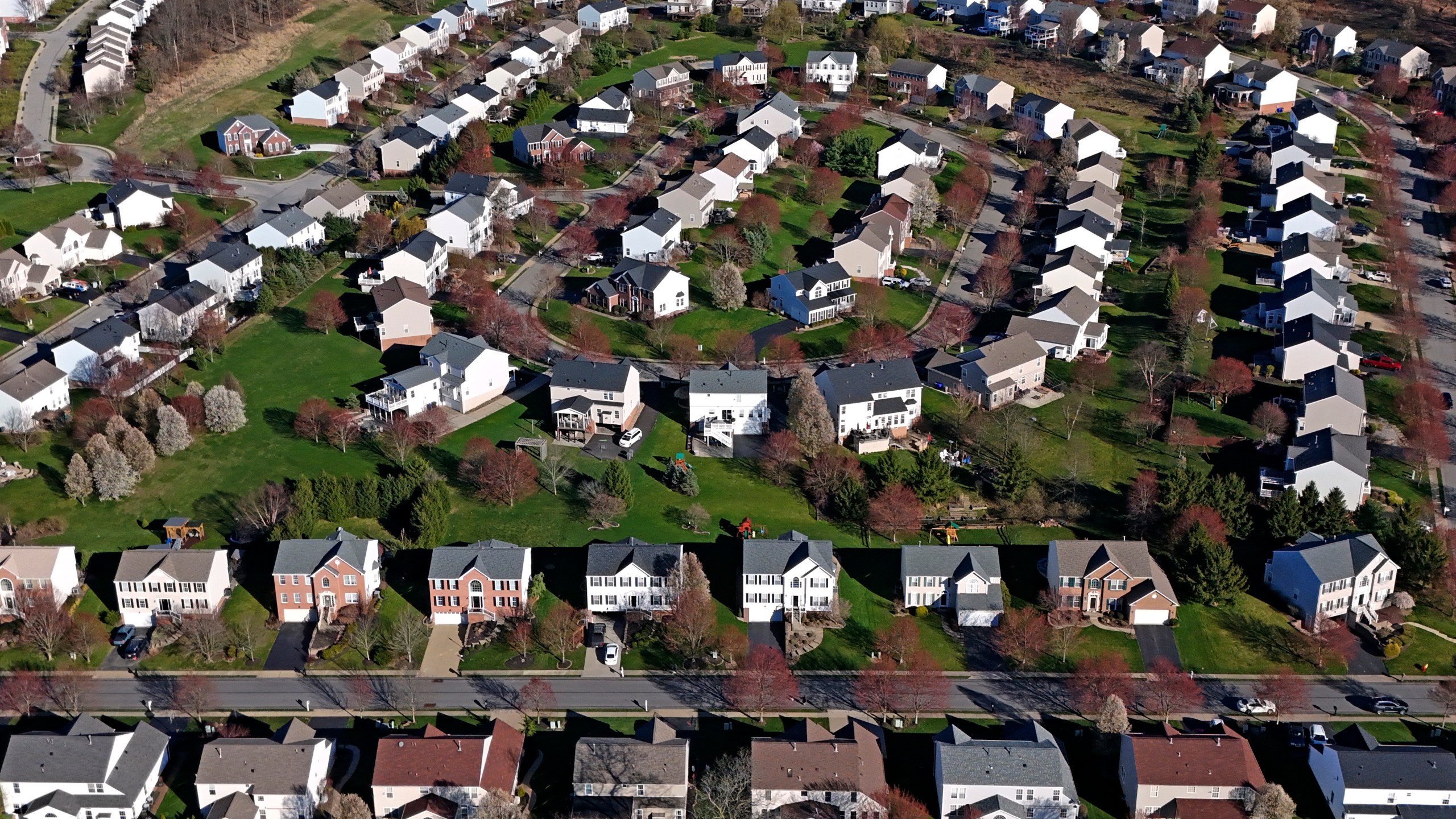 FILE - A housing development in Cranberry Township, Pa., is shown on March 29, 2024. (AP Photo/Gene J. Puskar)