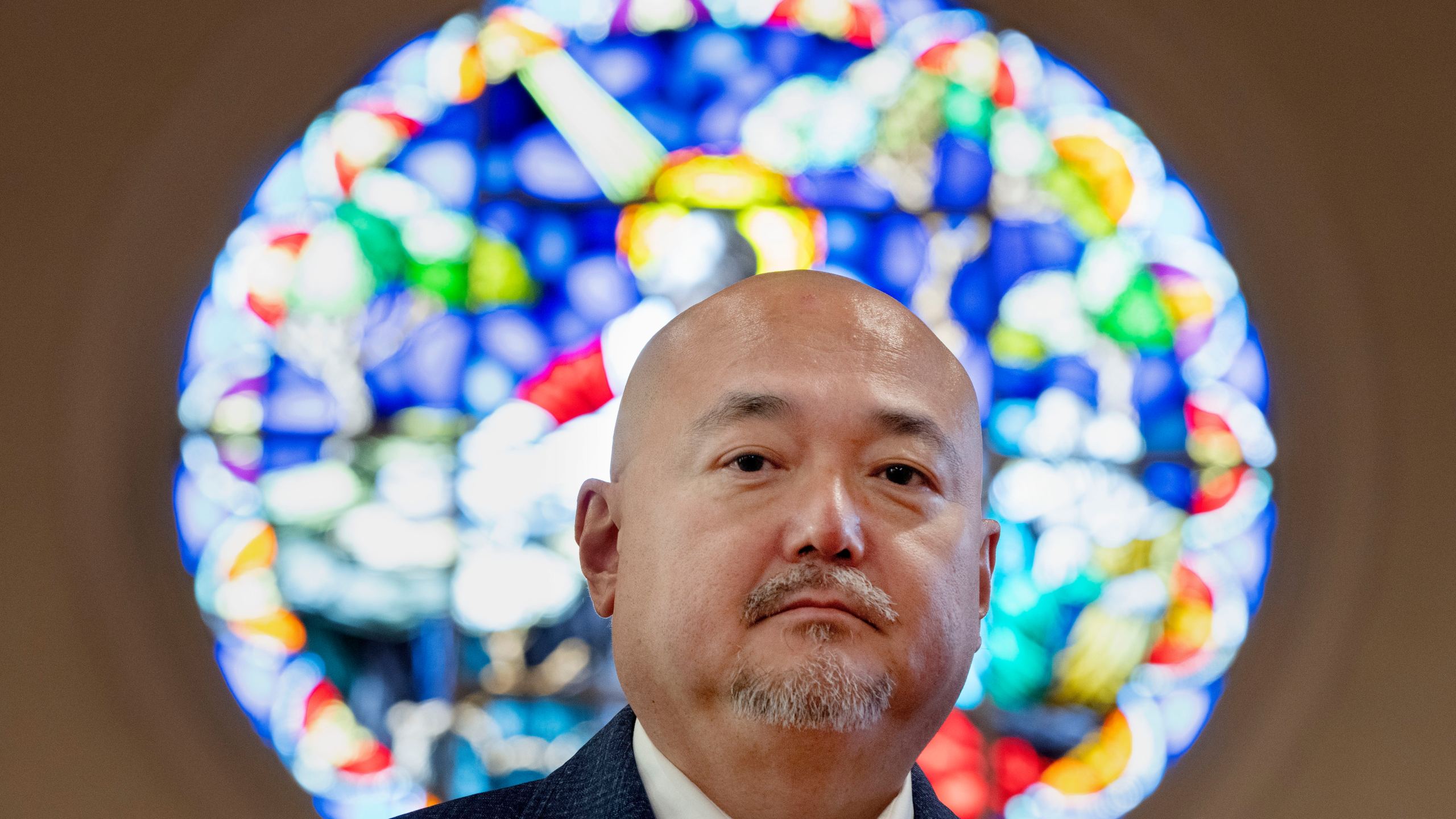 Dr. Soong-Chan Rah poses at the Korean Church of Boston, Saturday, Sept. 7, 2024, in Brookline, Mass. (AP Photo/Michael Dwyer)