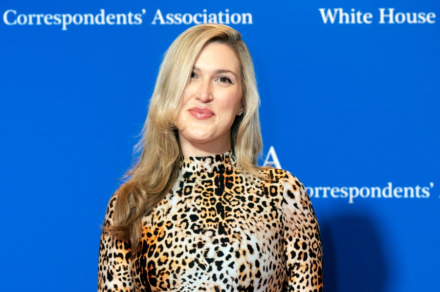 New York magazine’s Washington correspondent Olivia Nuzzi poses for photographers as she arrives at the annual White House Correspondents' Association Dinner in Washington, Saturday, April 29, 2023. (AP Photo/Jose Luis Magana, File)