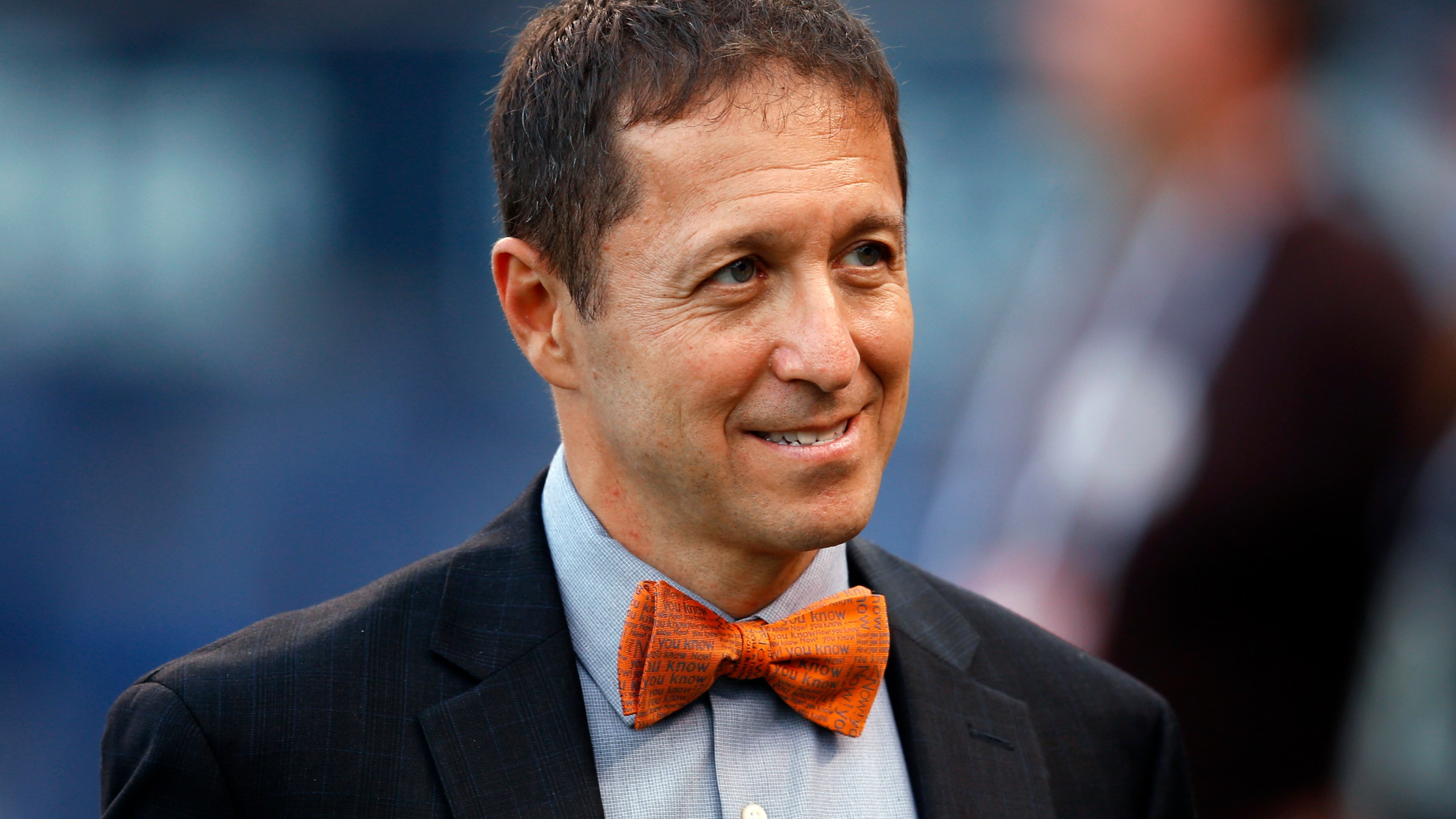 FILE - Fox Sports television reporter Ken Rosenthal is shown before Game 6 of the American League Championship baseball series between the Toronto Blue Jays and Kansas City Royals in Kansas City, Mo., Friday, Oct. 23, 2015. (AP Photo/Paul Sancya, File)