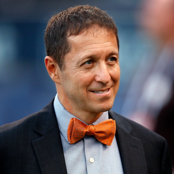 FILE - Fox Sports television reporter Ken Rosenthal is shown before Game 6 of the American League Championship baseball series between the Toronto Blue Jays and Kansas City Royals in Kansas City, Mo., Friday, Oct. 23, 2015. (AP Photo/Paul Sancya, File)