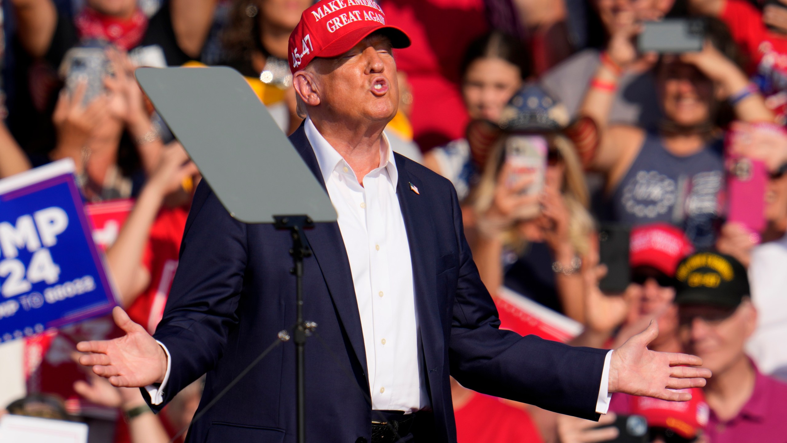 FILERepublican presidential candidate former President Donald Trump arrives for a campaign event in Butler, Pa., July 13, 2024. (AP Photo/Gene J. Puskar, File)