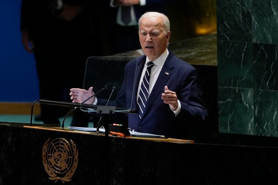 United States President Joe Biden addresses the 79th session of the United Nations General Assembly, Tuesday, Sept. 24, 2024, at UN headquarters. (AP Photo/Manuel Balce Ceneta)