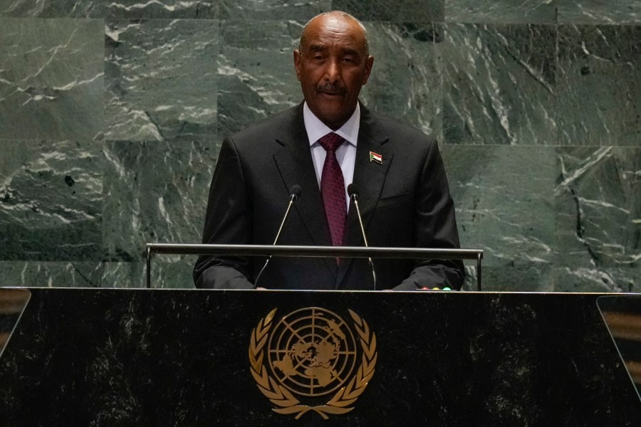 Gen. Abdel-Fattah al-Burhan, President of the Transitional Sovereign Council of Sudan, addresses the 79th session of the United Nations General Assembly, Thursday, Sept. 26, 2024, at U.N. headquarters. (AP Photo/Frank Franklin II)