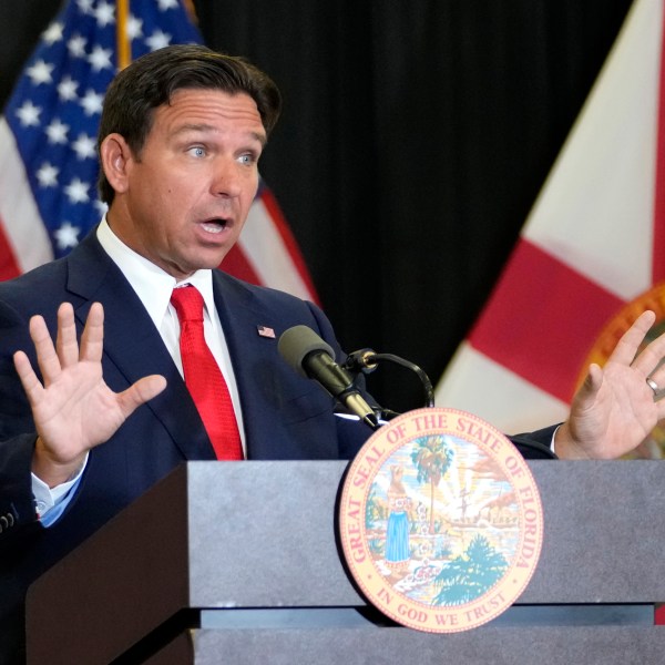 Florida Gov. Ron DeSantis speaks during a news conference Sept. 17, 2024, in West Palm Beach, Fla.