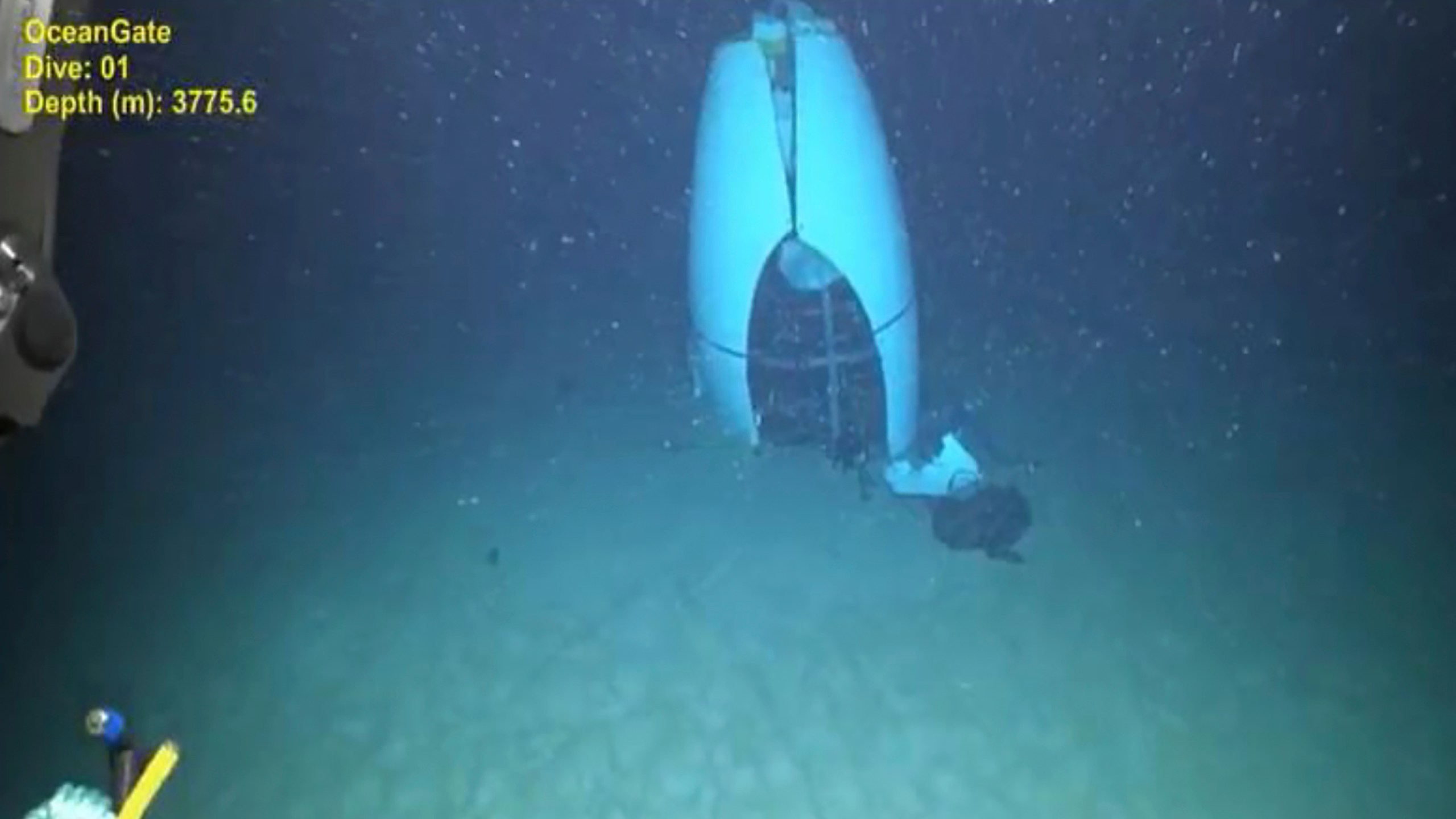 This June 2023 image provided by Pelagic Research Services shows remains of the Titan submersible on the floor of the Atlantic Ocean.