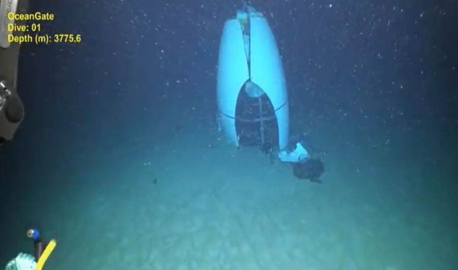 This June 2023 image provided by Pelagic Research Services shows remains of the Titan submersible on the floor of the Atlantic Ocean.