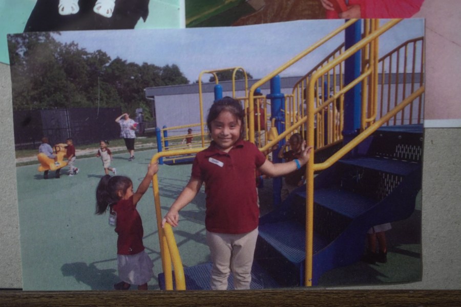 A young girl on a playground.