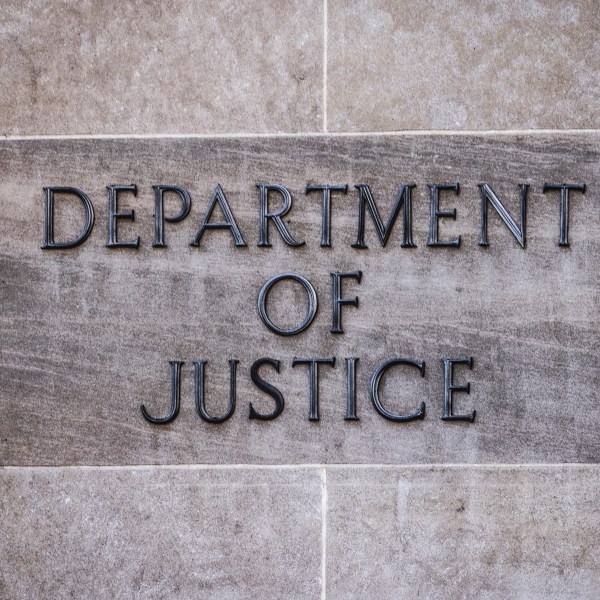 Department of Justice inscription is seen on at the headquarters building in Washington, D.C.,