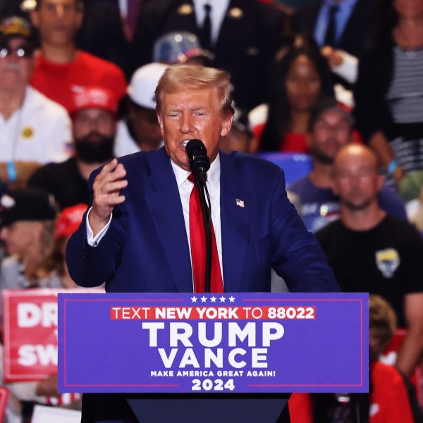 Former U.S. President Donald Trump speaks during a campaign rally at Nassau Veterans Memorial Coliseum on September 18, 2024 in Uniondale, New York.