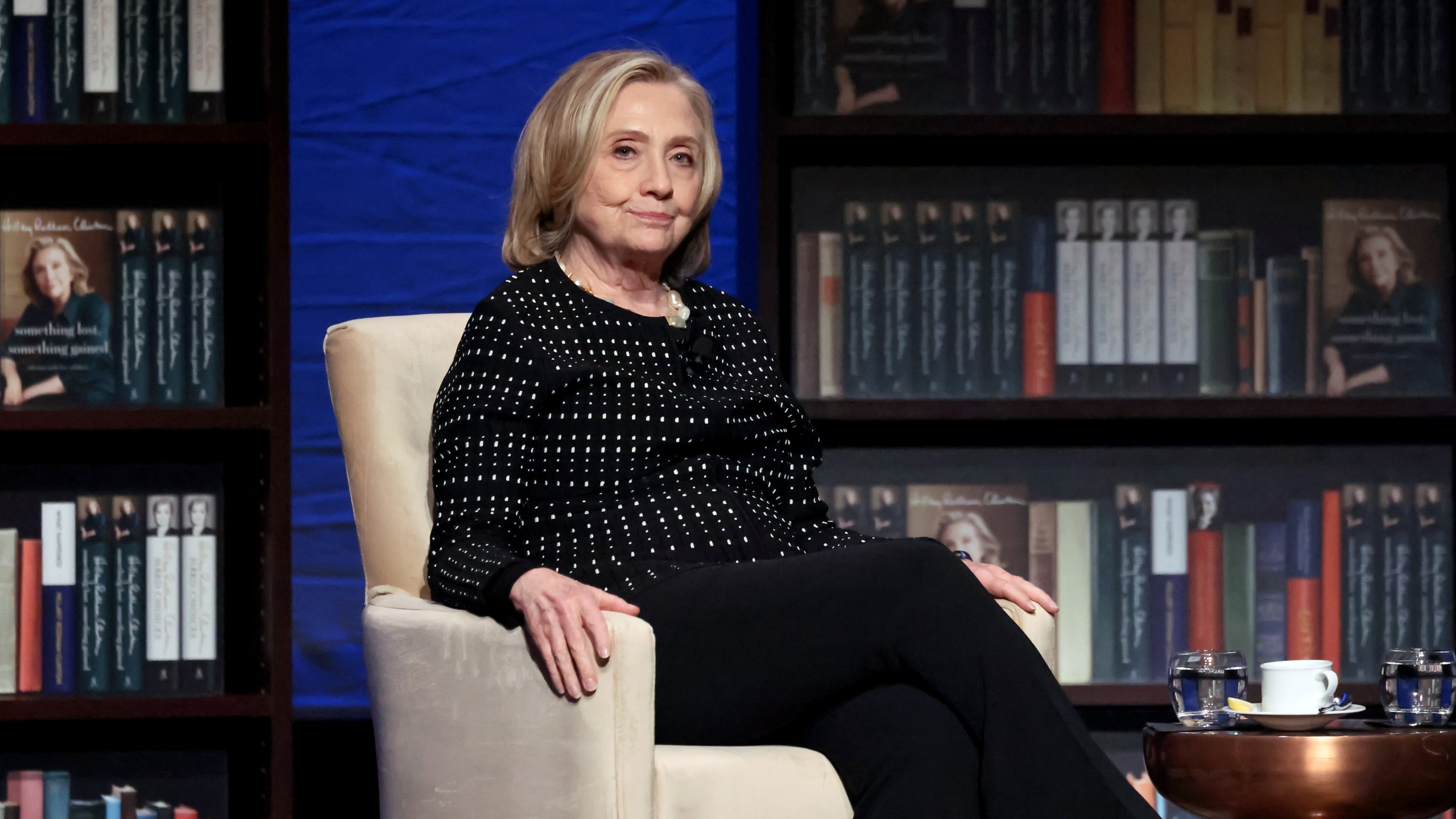 Hillary Clinton speaks onstage for a celebration of the release of her new book "Something Lost, Something Gained" at Dolby Theatre on September 20, 2024 in Los Angeles, California.