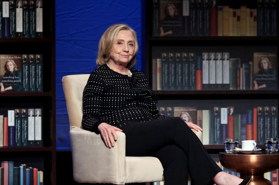 Hillary Clinton speaks onstage for a celebration of the release of her new book "Something Lost, Something Gained" at Dolby Theatre on September 20, 2024 in Los Angeles, California.