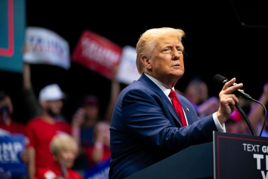 Donald Trump speaks to attendees during a campaign rally in Georgia.