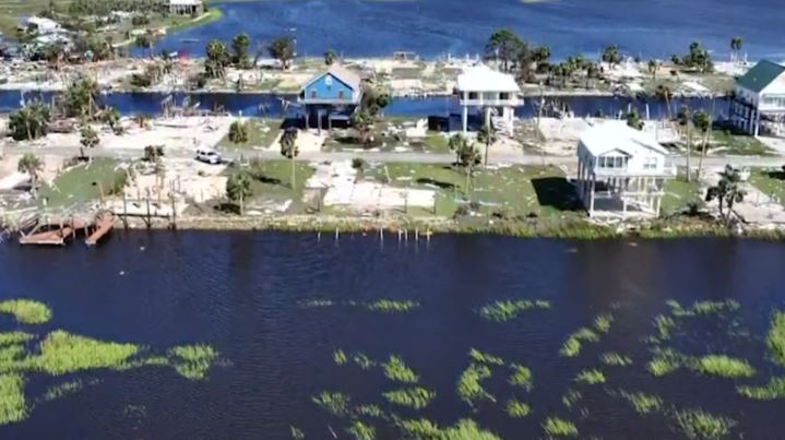 Image shows homes destroyed in Keaton, Florida, after Hurricane Helene.