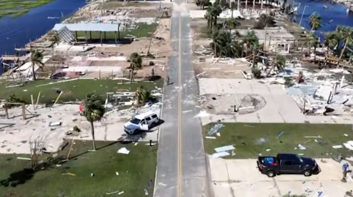 Image shows homes destroyed in Keaton, Florida, after Hurricane Helene.