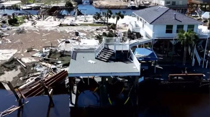 Image shows homes destroyed in Keaton, Florida, after Hurricane Helene.