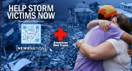 Graphic showing Hurricane Helene destruction and "how to help" text