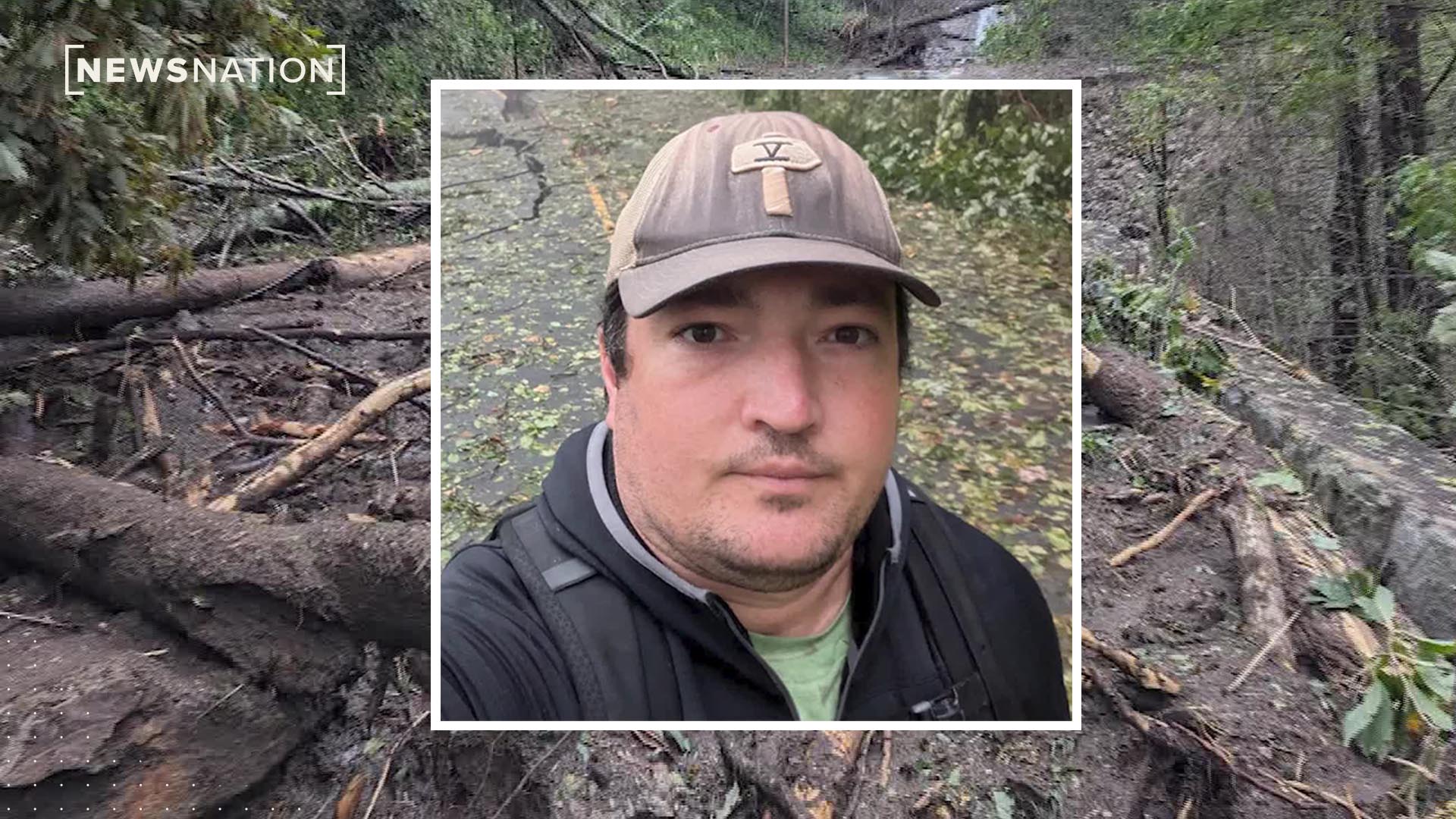 Sam Perkins during his journey through mountains in North Carolina post-Hurricane Helene.