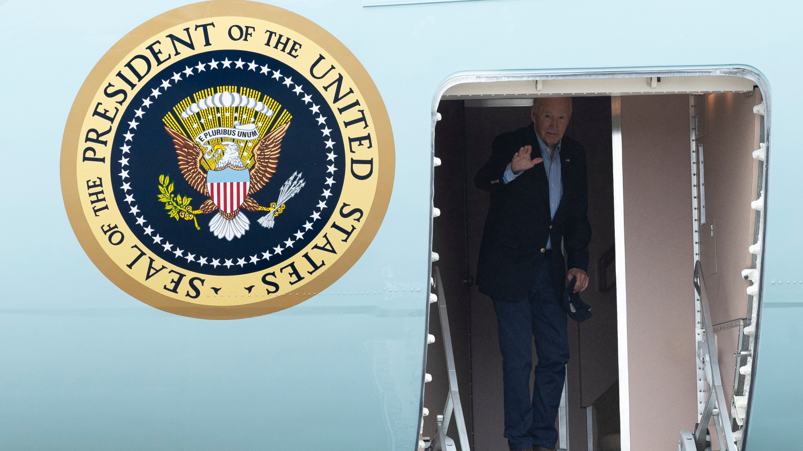 President Joe Biden boards Air Force One at Joint Base Andrews, Md., Wednesday, Oct. 2, 2024. (AP Photo/Cliff Owen)