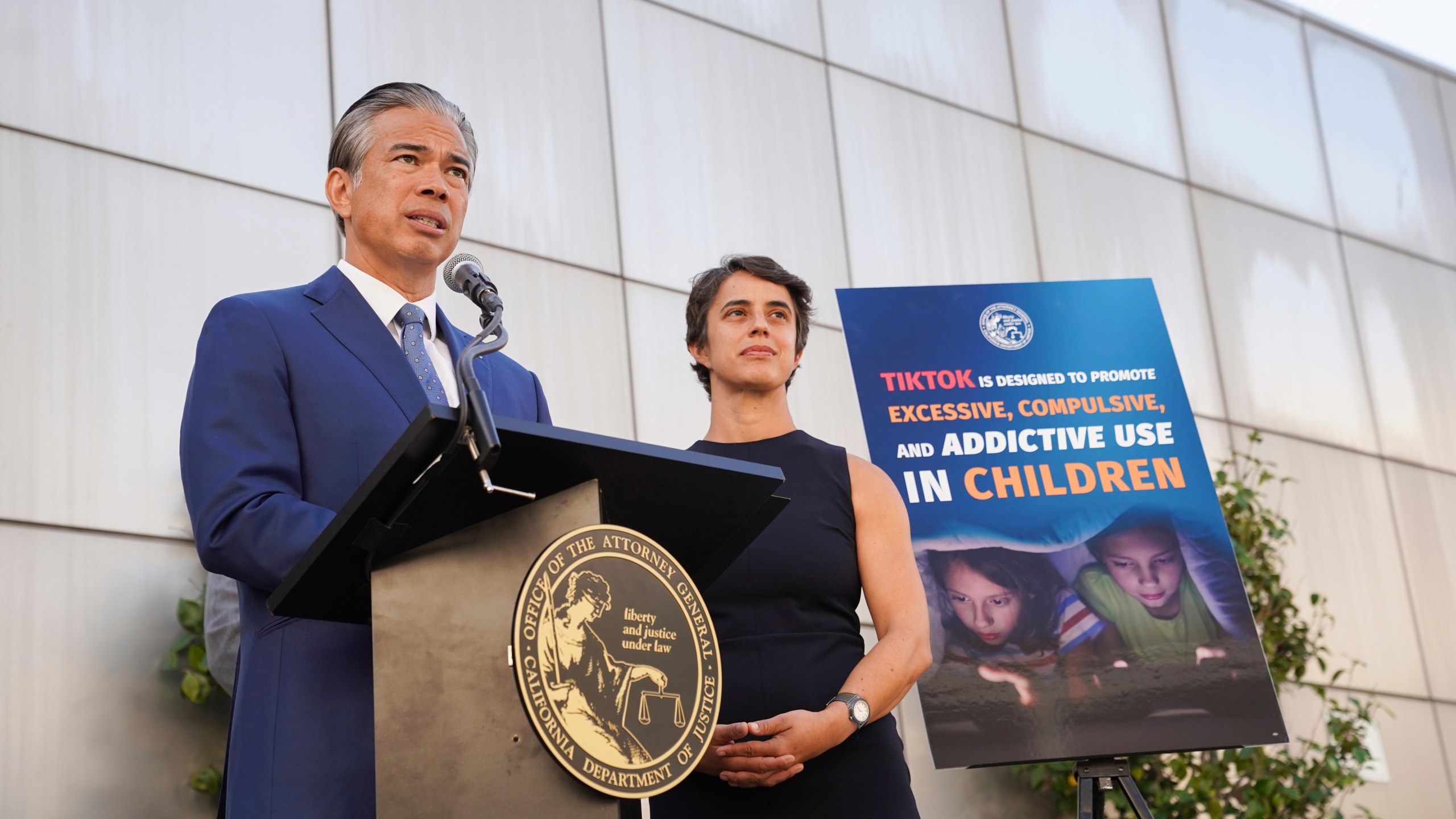 California Attorney General Rob Bonta speaks during a press conference announcing a bipartisan coalition of attorney generals filing lawsuits against TikTok for violation of state consumer protection laws Tuesday, Oct. 8, 2024, in San Francisco. (AP Photo/Minh Connors)