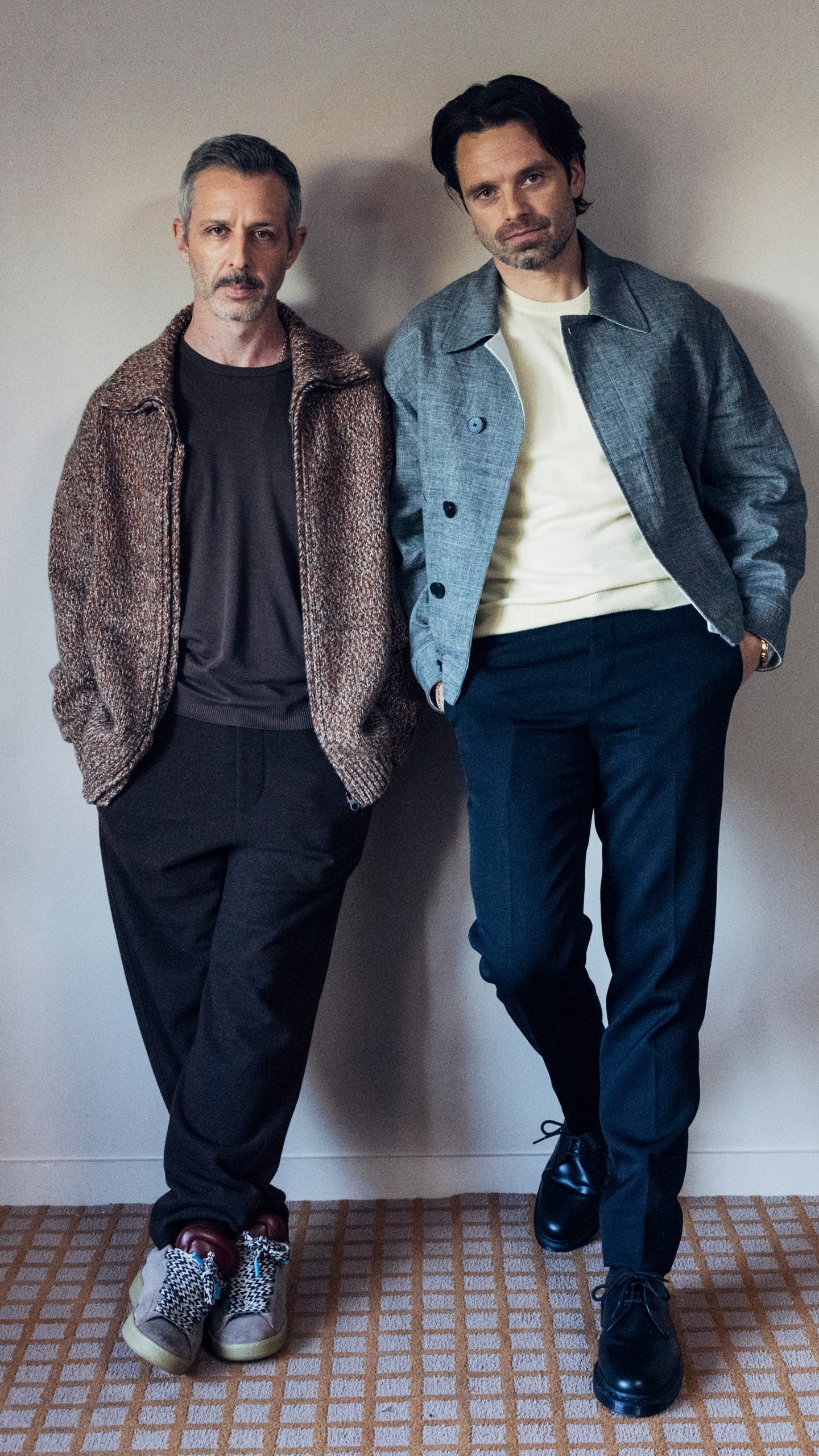 Jeremy Strong, left, and Sebastian Stan pose for a portrait to promote the film "The Apprentice" on Tuesday, Oct. 8, 2024, in New York. (Photo by Victoria Will/Invision/AP)