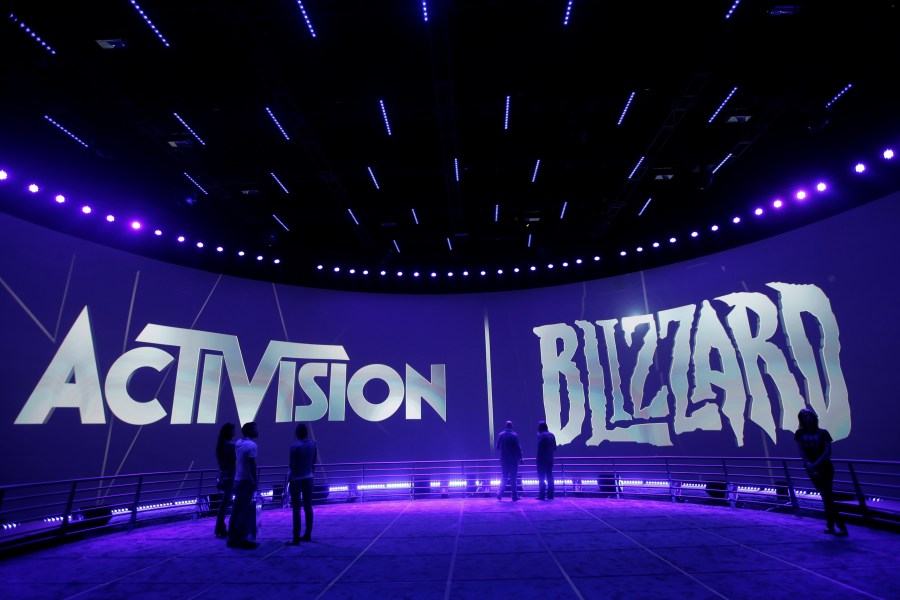 FILE - The Activision Blizzard Booth is shown, June 13, 2013, the during the Electronic Entertainment Expo in Los Angeles. (AP Photo/Jae C. Hong, File)